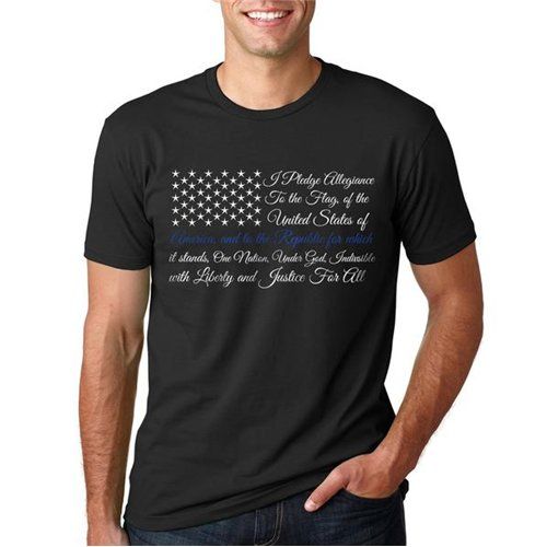 T-Shirt - Pledge of Allegiance Thin Blue Line Flag Thin Blue Line