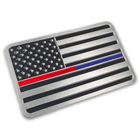 Dual Flag Car Emblem Thin Blue Line