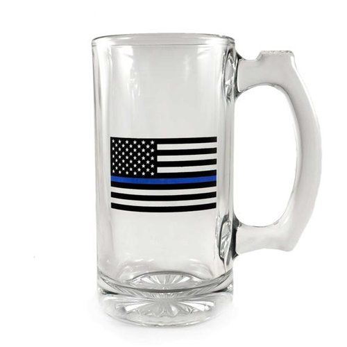 Libbey Deco Glass Mug - Thin Blue Line Flag, 12.5 oz Thin Blue Line